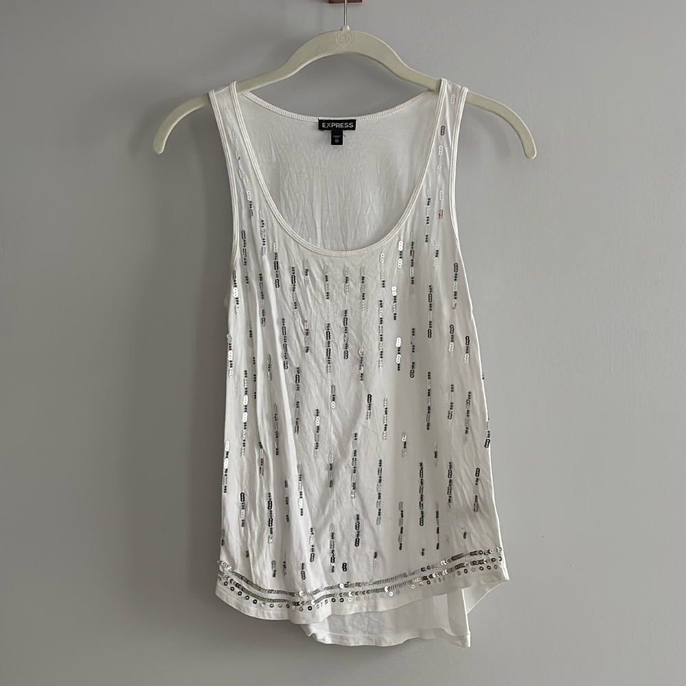 Express tank with sequins and beading. Size XS